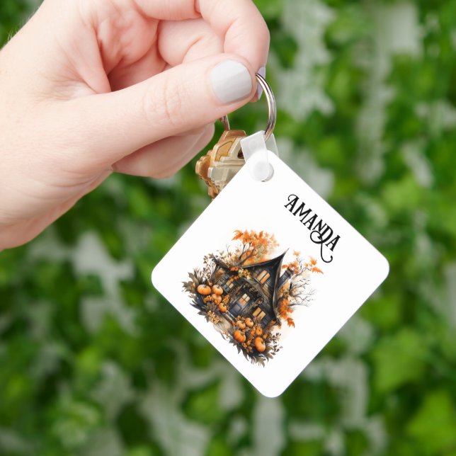 Porte-clés Maison hantée avec Halloween Citrouille (main)