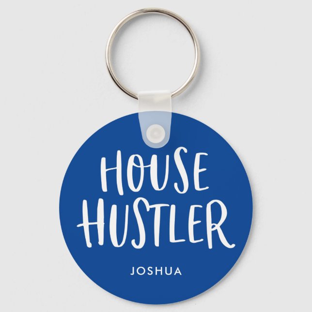 Porte-clés Maison Hustler Immobilier Agent Personnalisé Mens (Recto)