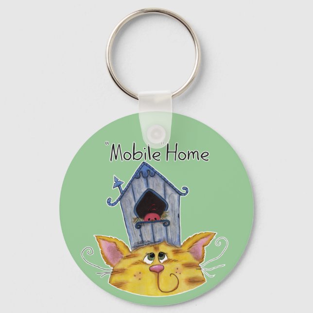Porte-clés Maison mobile pour chat et oiseaux (Recto)