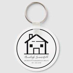 Porte-clés Maison personnalisée Noir Immobilier moderne Blanc