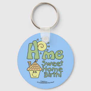 Porte-clés Maison Sweet Home Naissance! -Maison et soleil