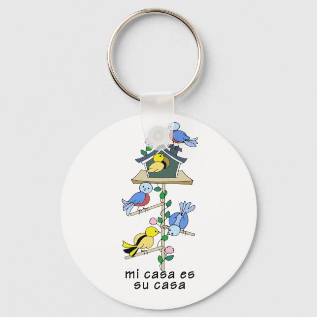 Porte-clés Maisons d'oiseaux Ma maison est votre maison - esp (Recto)