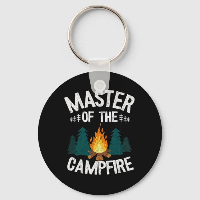 Porte-clés Maître Du Camping Feu De Campagne Drôle (Recto)