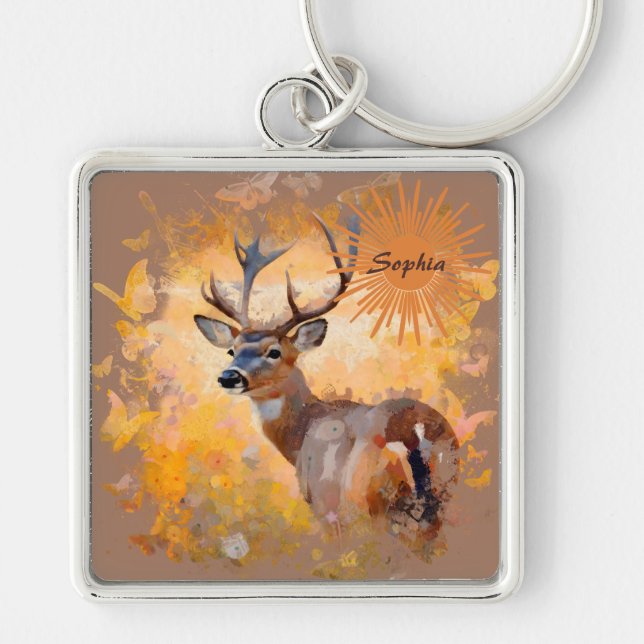 Porte-clés Majestic Deer in a Field of Wildflowers (Devant)