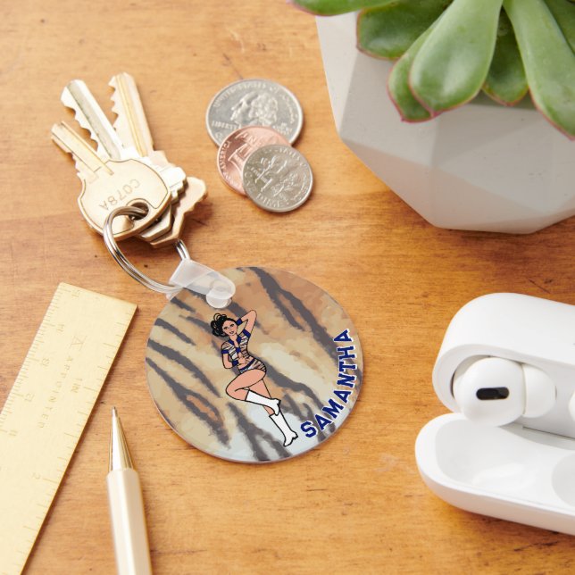 Porte-clés Majorette/ Danseuse Tigre Bleu #2 (Bureau)