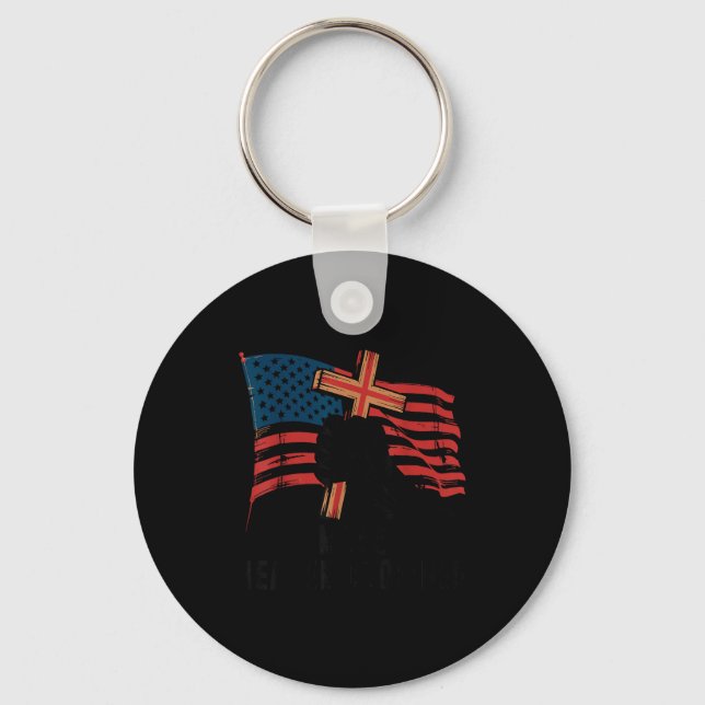Porte-clés Make Heaven Crowded Christian Patriotic Cross Amer (Recto)