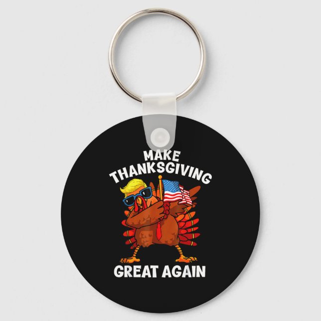 Porte-clés Make Thanksgiving Great Again Dabbing Turkey Trump (Recto)