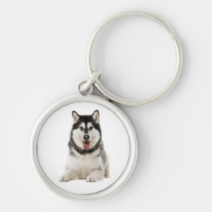 Porte-clés Malamute d'Alaska gris et noir chiot chien