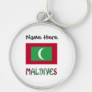 Porte-clés Maldives Drapeau Maldivien Noir Personnalisation