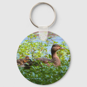 Porte-clés Mallard et canettes-Natation par Shirley Taylor