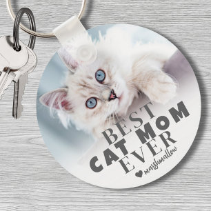 Porte-clés Maman Chat Personnalisée Photo d'Animal de Compagn