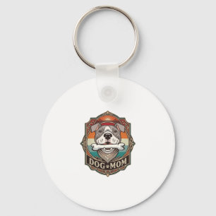 Porte-clés Maman Chien Os Bandana Cadre Vintage_1
