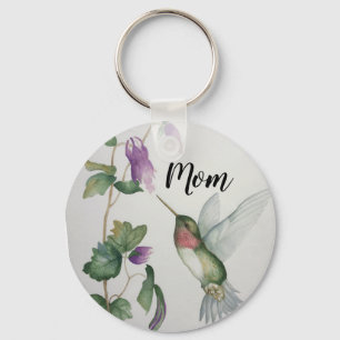 Porte-clés Maman Colibri Elegant Jardin d'aquarelle