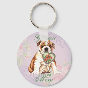 Porte-clés Maman de coeur de bouledogue