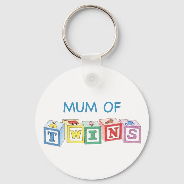 Porte-clés Maman de jumeaux blocs (Recto)