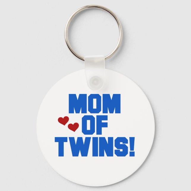 Porte-clés Maman de maillots et cadeaux Twins-Blue Text (Recto)