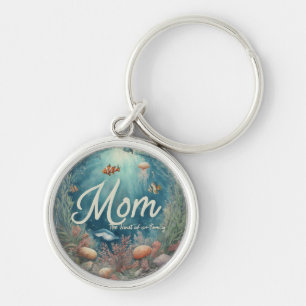 Porte-clés Maman : Le coeur de notre famille - Premium Round