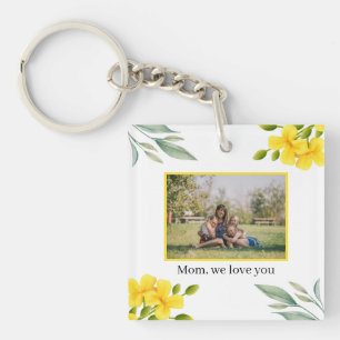 Porte-clés Maman Nous Vous Aimons Floral Jaune Photo