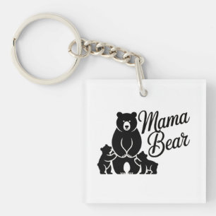 Porte-clés Maman Ourse avec Oursons Famille d'Ours Mignonne