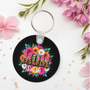 Porte-clés maman parties scintillant rose floral