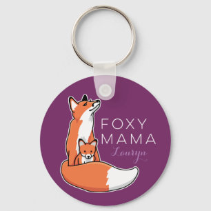 Porte-clés Maman rusée de Fox avec le bébé, personnalisé