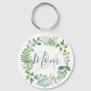 Porte-clés Maman Vert Feuillage Aquarelle Feuillage Moderne