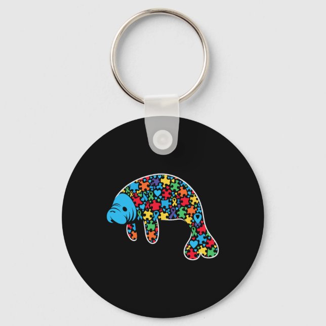 Porte-clés Manatee Puzzle Sensibilisation sur l'autisme Autis (Recto)