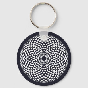 Porte-clés Mandala blanc noir spirituel Géométrique