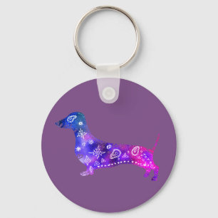 Porte-clés Mandala Chien, Bouton Dachshund Cercle Clé