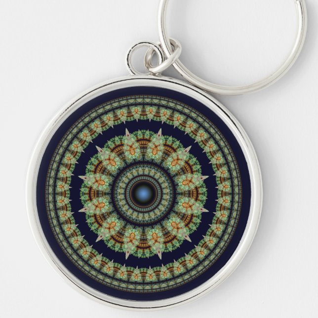 Porte-clés Mandala de fée fractale verte (Devant)