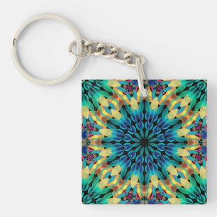 Porte-clés Mandala de formes géométriques colorées