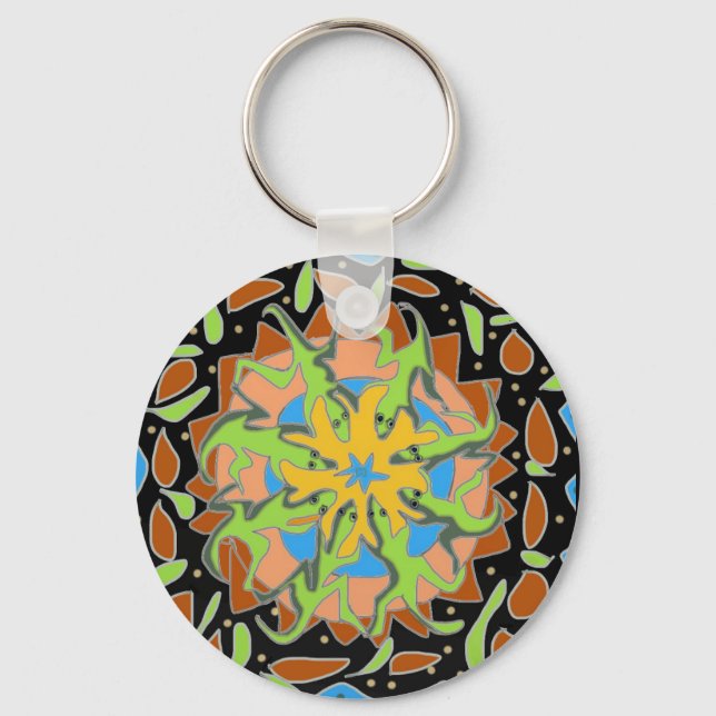 Porte-clés Mandala de lézard (Recto)