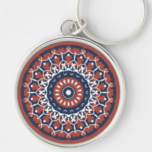 Porte-clés Mandala Design en rouge et bleu porte - clé