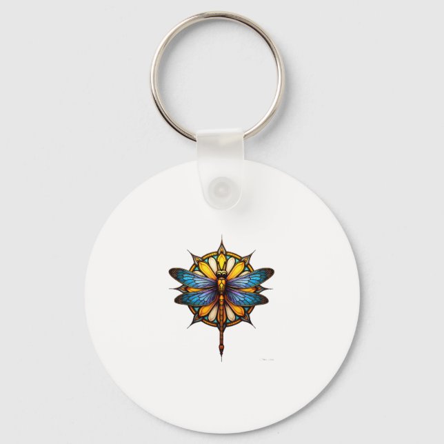Porte-clés Mandala Dragonfly Luminous Sacred Geometry Spiritu (Recto)