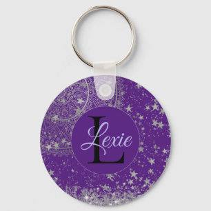 Porte-clés Mandala enchanteur avec étoiles d'argent sur viole