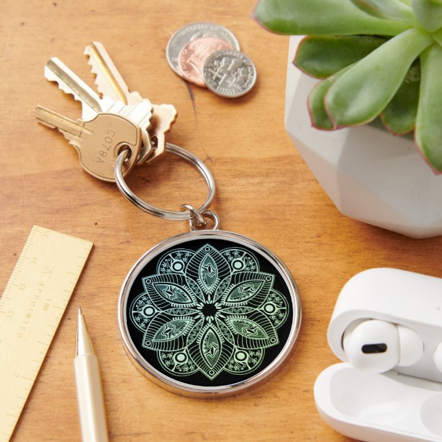 Porte-clés Mandala Exotic Tribal Green Gradient (Bureau)
