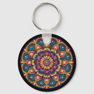 Porte-clés Mandala Lotus Sacré Bohème Méditation Yoga 
