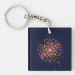 Porte-clés Mandala Lumineux de l'Harmonie Dorée