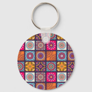 Porte-clés Mandala marocain motif ethnique coloré
