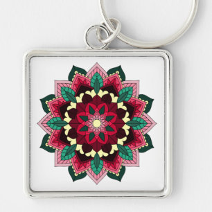 Porte-clés Mandala Motif 02 en rose profond
