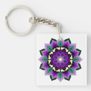 Porte-clés Mandala Motif 02 en violet