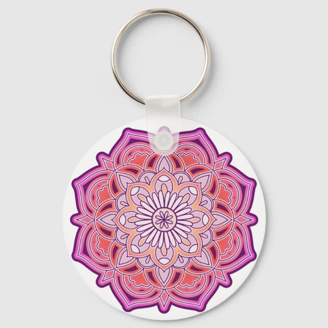 Porte-clés Mandala Rose (Recto)