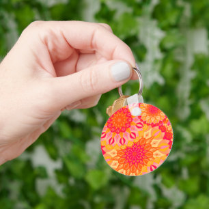 Porte-clés Mandala superposé orange rose jaune