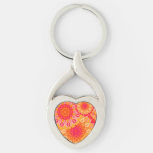 Porte-clés Mandala Superposé Orange Rose Jaune