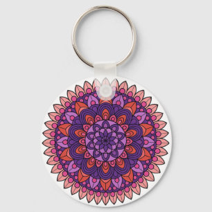 Porte-clés Mandala violet et rose