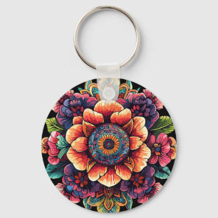 Porte-clés Mandalas de lotus sacré Fleur méditative 