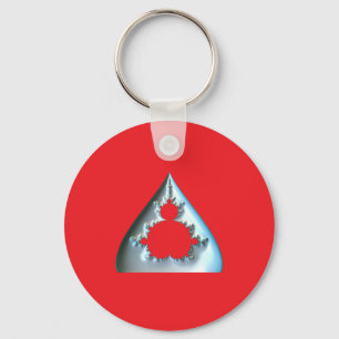 Porte-clés Mandelbrot argent sur fond rouge