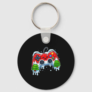 Porte-clés Manette de jeu vidéo chapeau de Noël Santa Gamer B