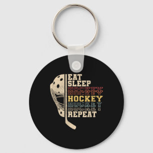 Porte-clés Manger Dormir Hockey Répéter Hommes Garçons Enfant