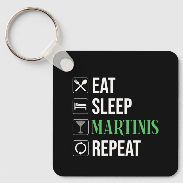 Porte-clés Manger. Dormir. Martinis. Répéter. (Recto)